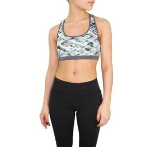 Y2k So Pastel Blue & Gray Swirly Geometric Sports Bra Small